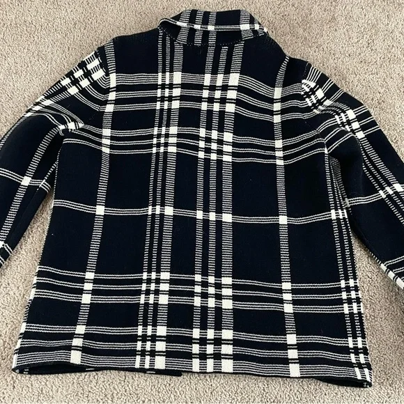 Chaps Sweater Jacket Women Large Black Plaid Asymmetrical Zip NWT T184 - Picture 4 of 12
